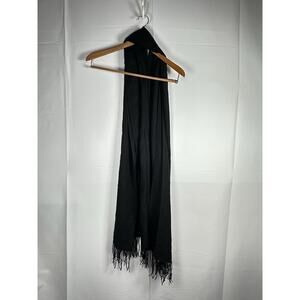 Nordstrom Black Cashmere Scarf Fringe Hem Made in China